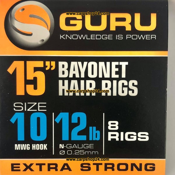 Guru 15 Inch Bayonet Hair Rig 38cm Onderlijnen Size 10 0.25mm GRR021