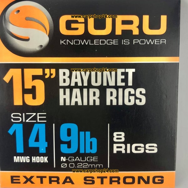 Guru 15 Inch Bayonet Hair Rig 38cm Onderlijnen Size 14 0.22mm GRR022