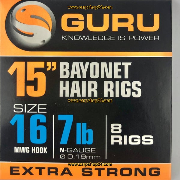 Guru 15 Inch Bayonet Hair Rig 38cm Onderlijnen Size 16 0.19mm GRR024
