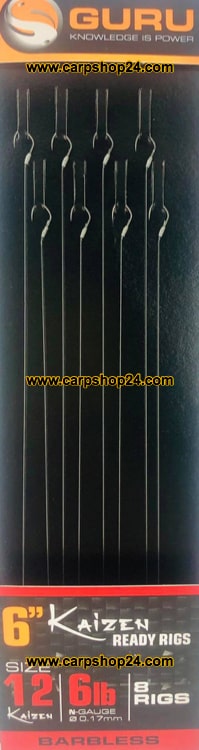Guru Kaizen 6" 15cm Ready Rigs Onderlijnen Haak 12 0.17mm GRR076