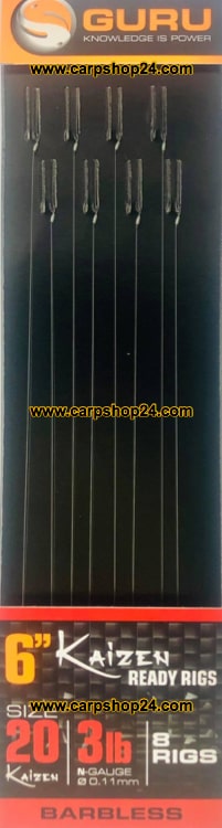 Guru Kaizen 6" 15cm Ready Rigs Onderlijnen Haak 20 0.11mm GRR080