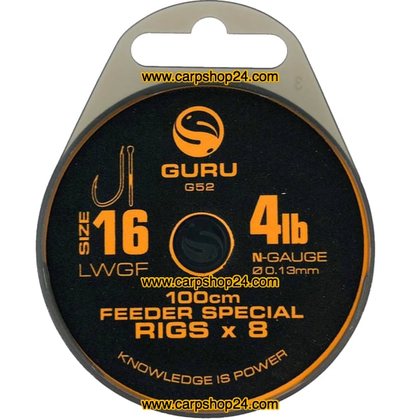 Guru LWGF 100cm Feeder Special Rigs Onderlijnen Haak 16 0.13mm GRR052
