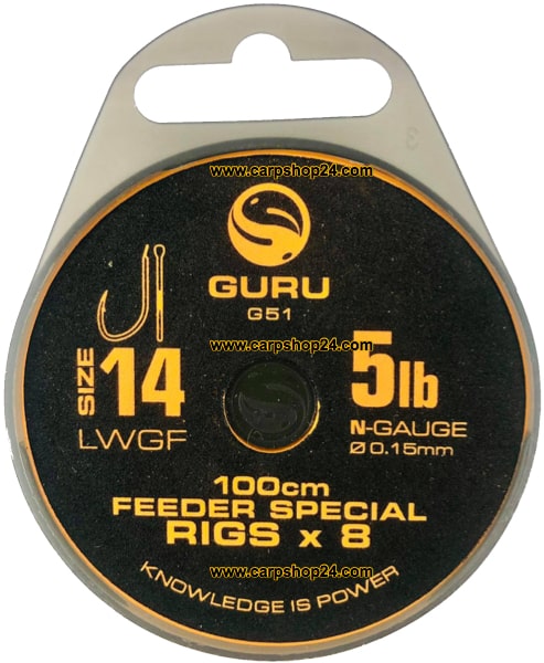 Guru LWGF 100cm Feeder Special Rigs Onderlijnen Haak 14 0.15mm GRR051