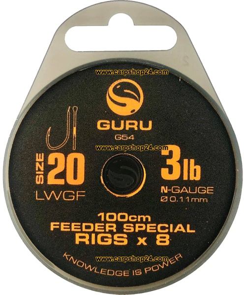 Guru LWGF 100cm Feeder Special Rigs Onderlijnen Haak 20 0.11mm GRR054