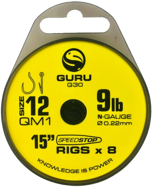 Guru QM1 15" 38cm Speedstop Rigs Onderlijnen Haak 12 0.22mm GRR030