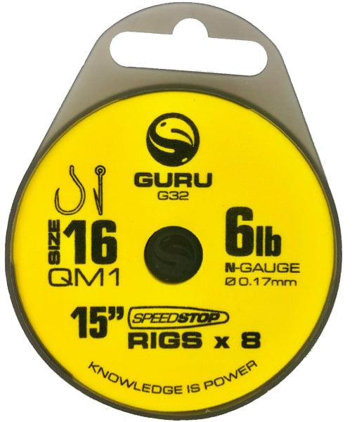 Guru QM1 15" 38cm Speedstop Rigs Onderlijnen Haak 16 0.17mm GRR032