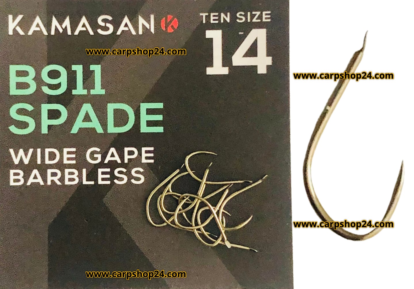kamasan B911 wide gape barbless spade end size 14