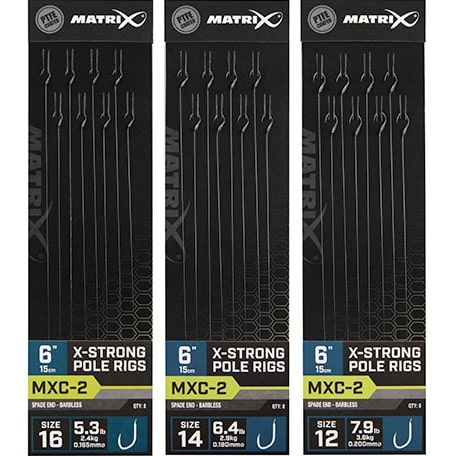 Matrix MXC-2 X Strong  Spade End Barbless Pole Rigs  6" - 15cm - Onderlijnen