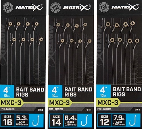 Matrix MXC-3 Bait Band Rigs Eyed Barbless 4" - 10cm - Onderlijnen
