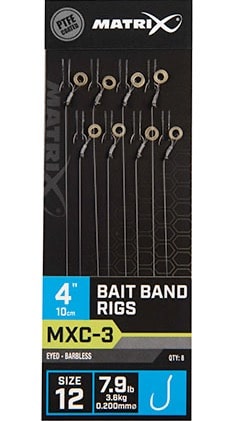 Matrix MXC-3 Bait Band Rigs Eyed Barbless 4" - 10cm - Onderlijnen Size 12 0.20mm GRR056