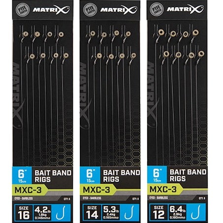 Matrix MXC-3 Bait Band Rigs Eyed Barbless 6" - 15cm - Onderlijnen