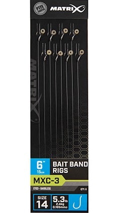 Matrix MXC-3 Bait Band Rigs Eyed Barbless 6" - 15cm - Onderlijnen GRR061