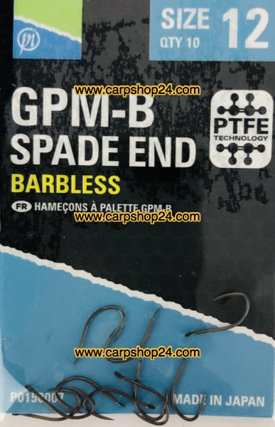 Preston GPM-B Spade End Barbless Haaken Weerhaakloos Bled nr 12 P0150007