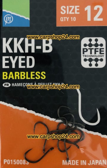 Preston KKH-B Barbless Haaken Weerhaakloos Oog Nr 12 P0150083