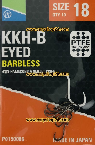 Preston KKH-B Barbless Haaken Weerhaakloos Oog Nr 18 P0150086