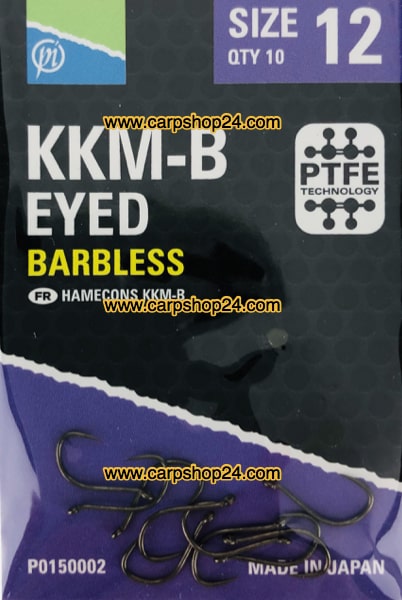 Preston KKM-B Eyed Barbless Haaken Weerhaakloos Oog Nr 12 P0150002