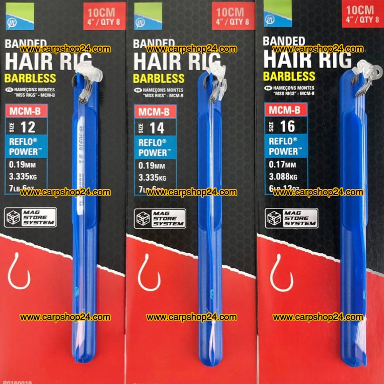 Preston MCM-B Banded Hair Rig Barbless 10cm Onderlijnen Weerhaakloos