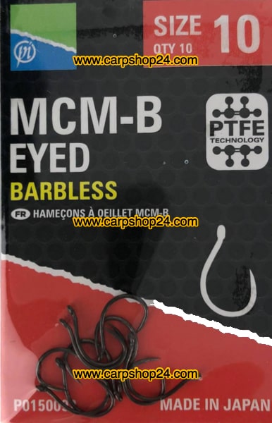 Preston MCM-B Eyed Barbless Haaken Weerhaakloos Oog Nr 10 P0150092
