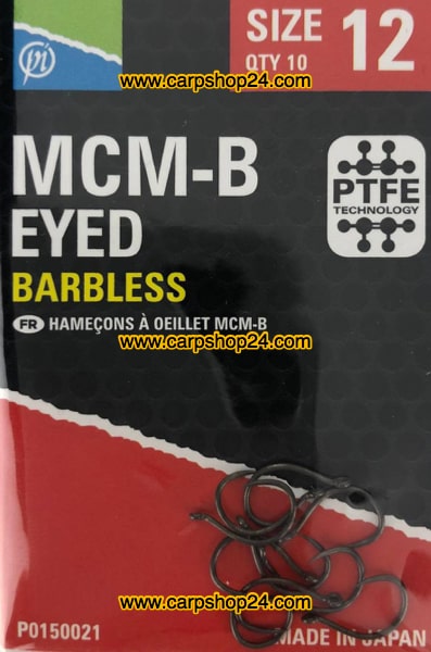 Preston MCM-B Eyed Barbless Haaken Weerhaakloos Oog Nr 12 P0150021