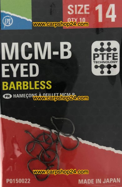 Preston MCM-B Eyed Barbless Haaken Weerhaakloos Oog Nr 14 P0150022