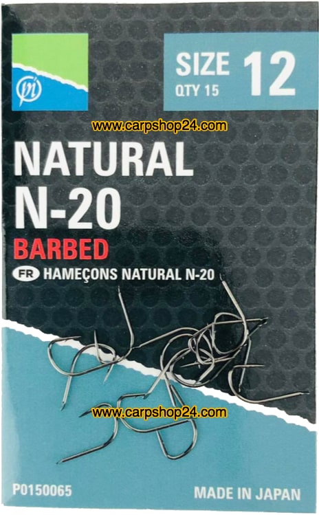 Preston Natural N-20 Barbed Haaken Weerhaak Bled Nr 12 P0150065