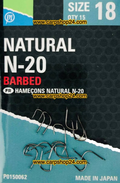 Preston Natural N-20 Barbed Haaken Weerhaak Bled Nr 18 P0150062