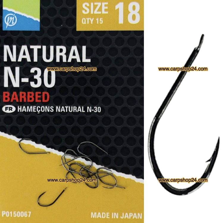 Preston Natural N-30 Barbed Haaken Weerhaak Bled