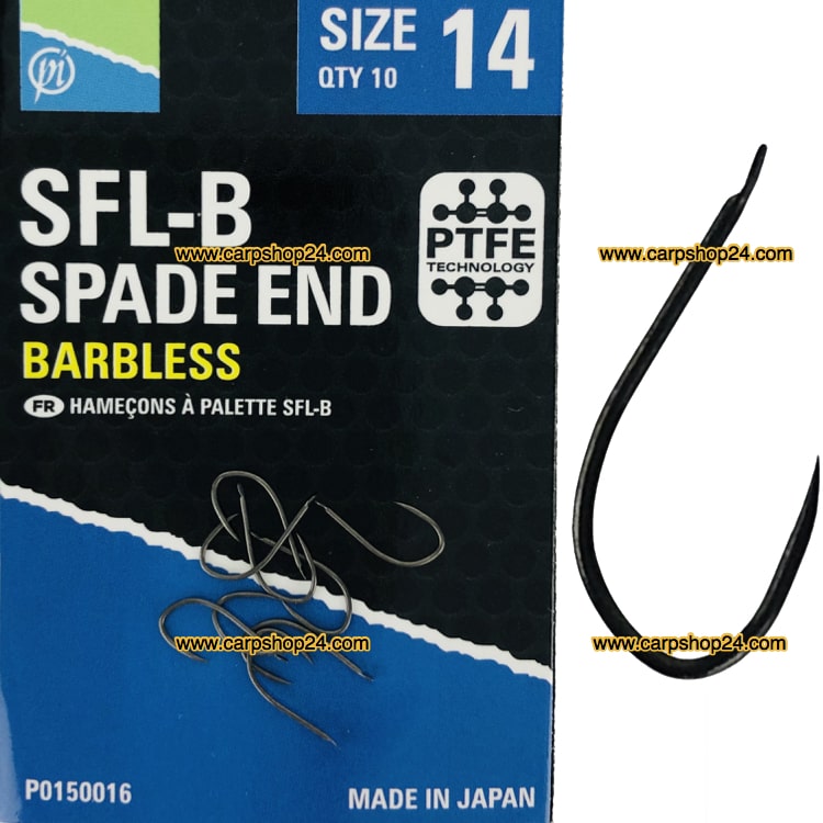 Preston SFL-B Spade End Barbless Haaken Weerhaakloos