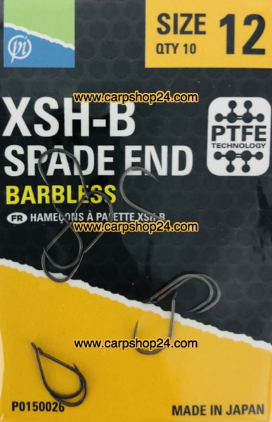 Preston XSH-B Spade End Barbless Haaken Weerhaakloos Bled Nr 12 P0150026