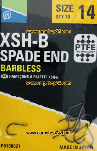 Preston XSH-B Spade End Barbless Haaken Weerhaakloos Bled Nr 14 P0150027