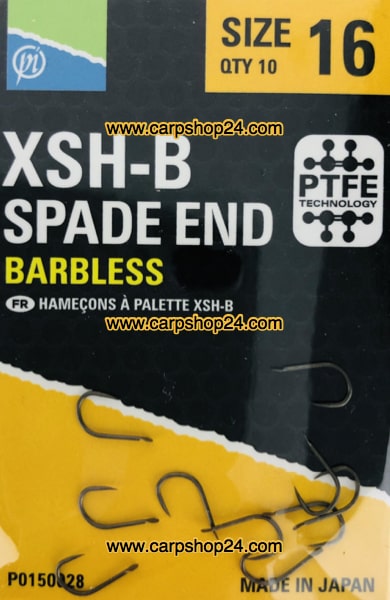 Preston XSH-B Spade End Barbless Haaken Weerhaakloos Bled Nr 16 P0150028