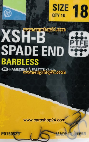 Preston XSH-B Spade End Barbless Haaken Weerhaakloos Bled Nr 18 P0150029